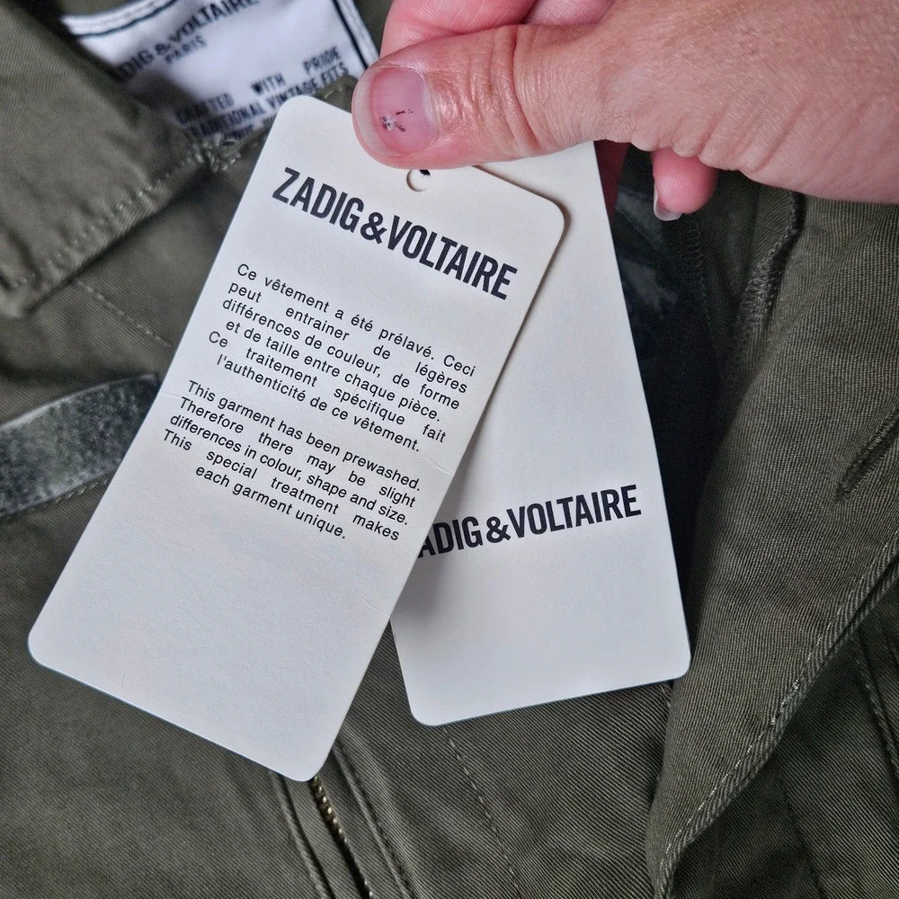 Zadig & Voltaire Military Coat Kids 8 Army Green NEW Embroidered Utility Jacket